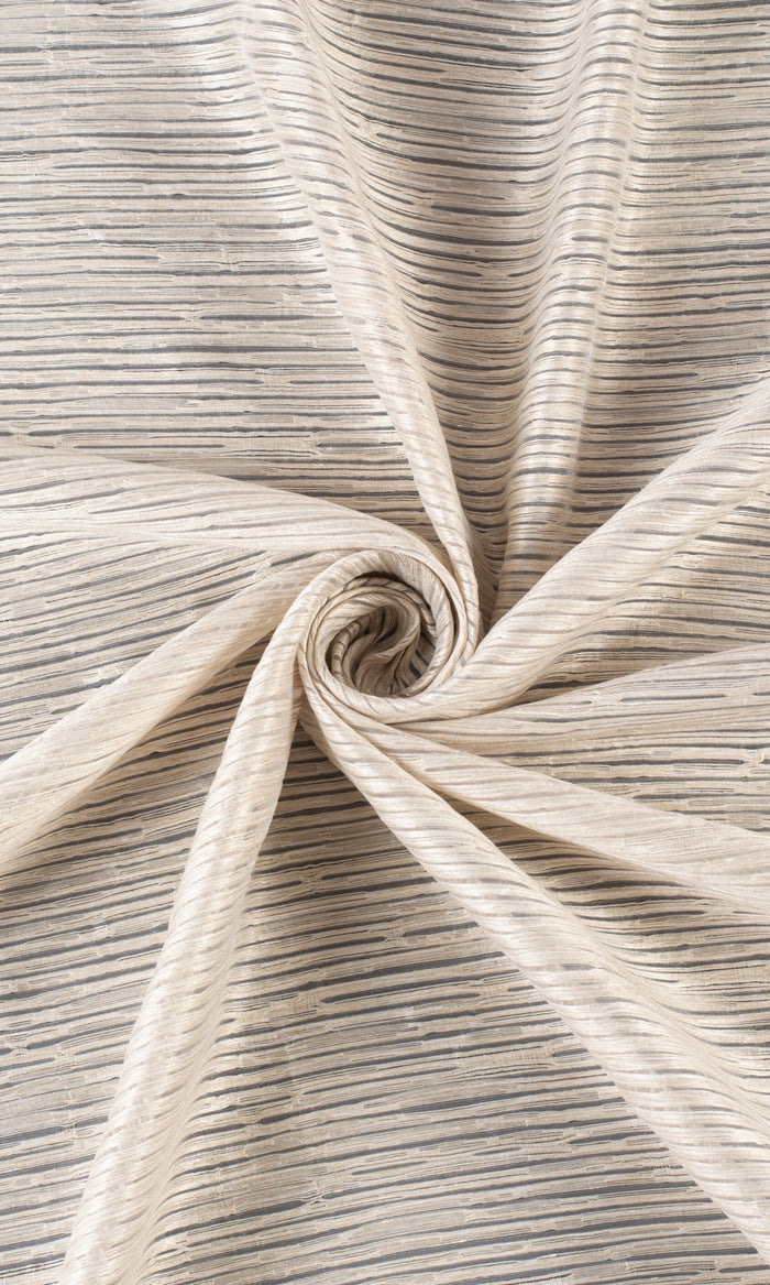 Striped Sheer Window Treatments Fabric By the Metre (Pale Beige/ Ivory)