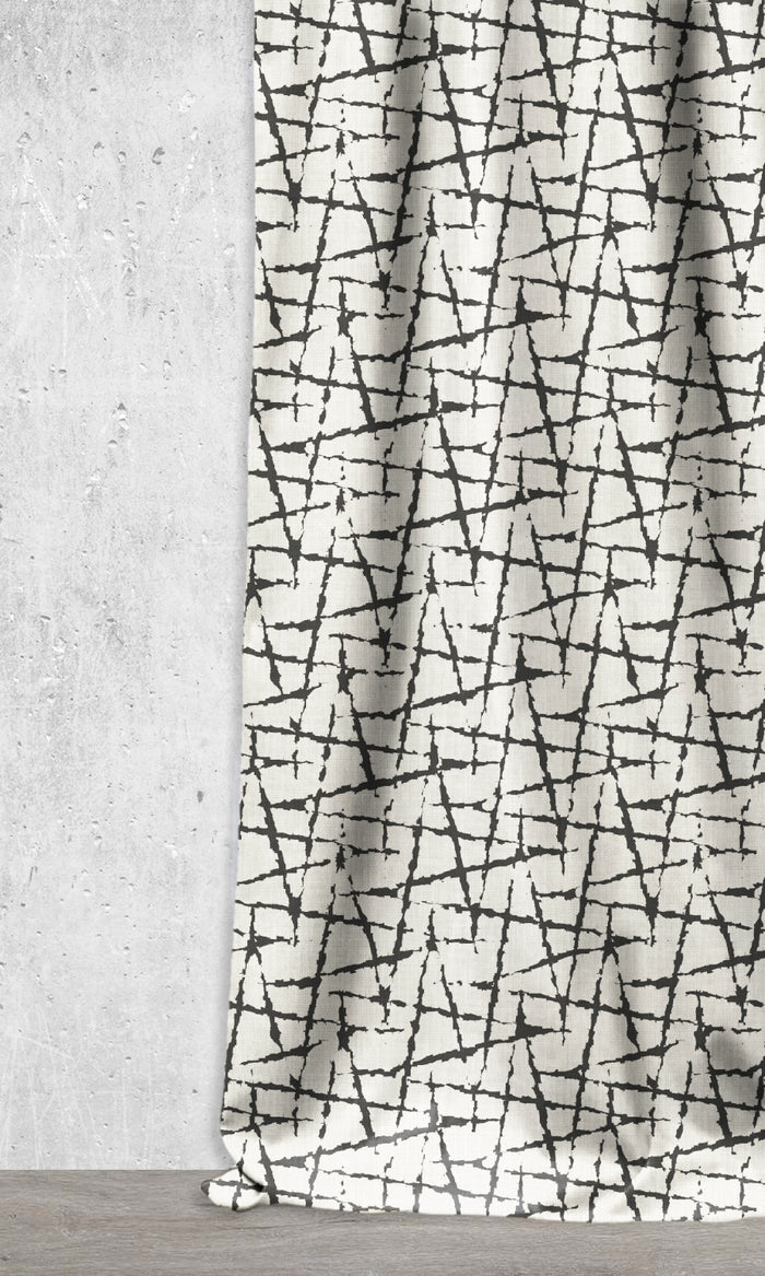 Modern Geo Print Curtain Panels (Black/ Ivory)