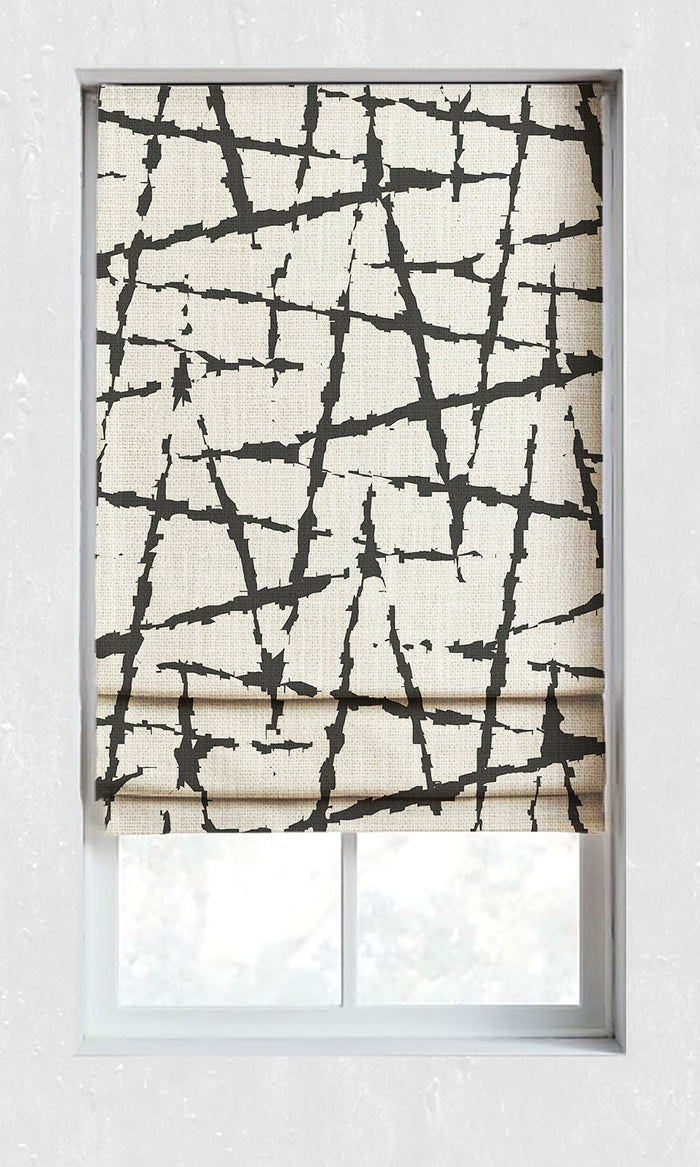 Modern Geo Print Curtain Panels for Living, Bedroom, Kitchen, Bathroom (Black/ Ivory)