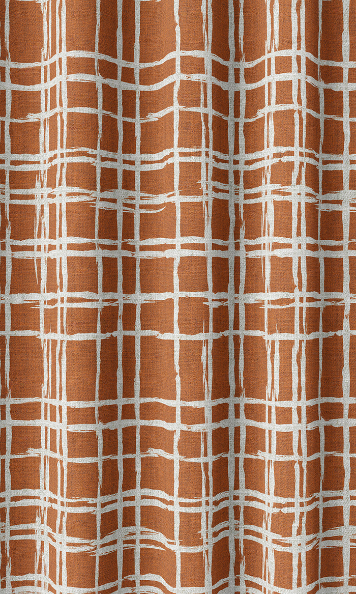 Abstract Patterned Curtains (Orange/ White)
