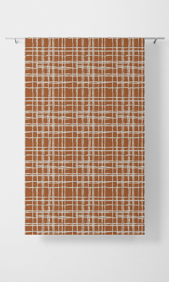 Abstract Patterned Pinch Pleat, Rod Pocket, Eyelet Curtains (Orange/ White)