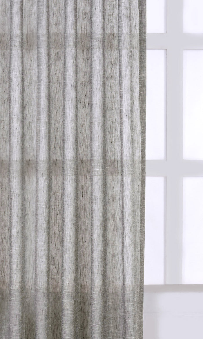 Linen Sheer Pinch Pleat, Rod Pocket, Eyelet Curtains (Grey)