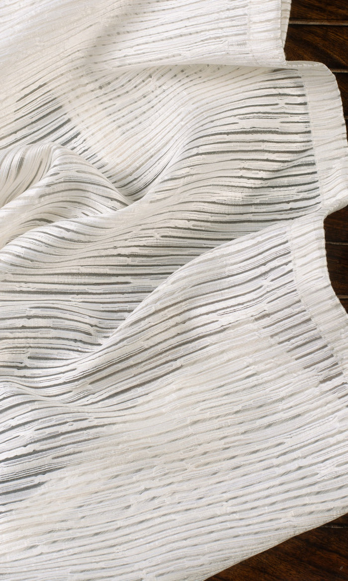 Striped Sheer Window Treatments Fabric By the Metre (Cream)