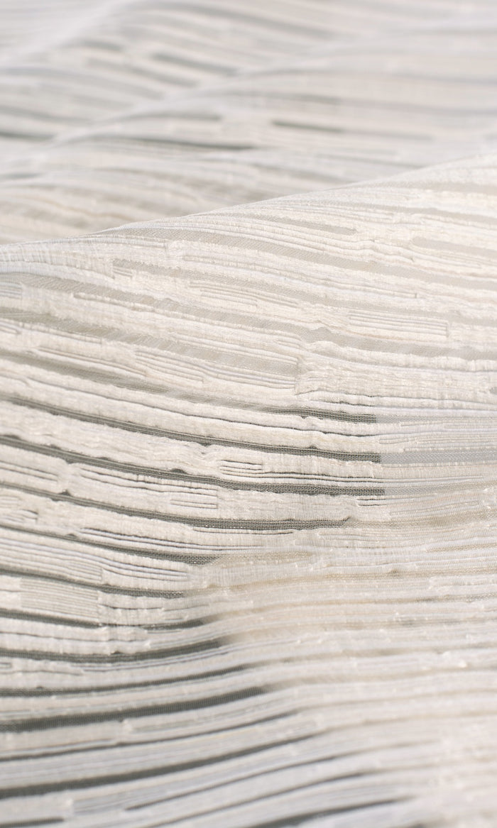 Striped Sheer Home Textile Fabric Material By the Metre (Cream)