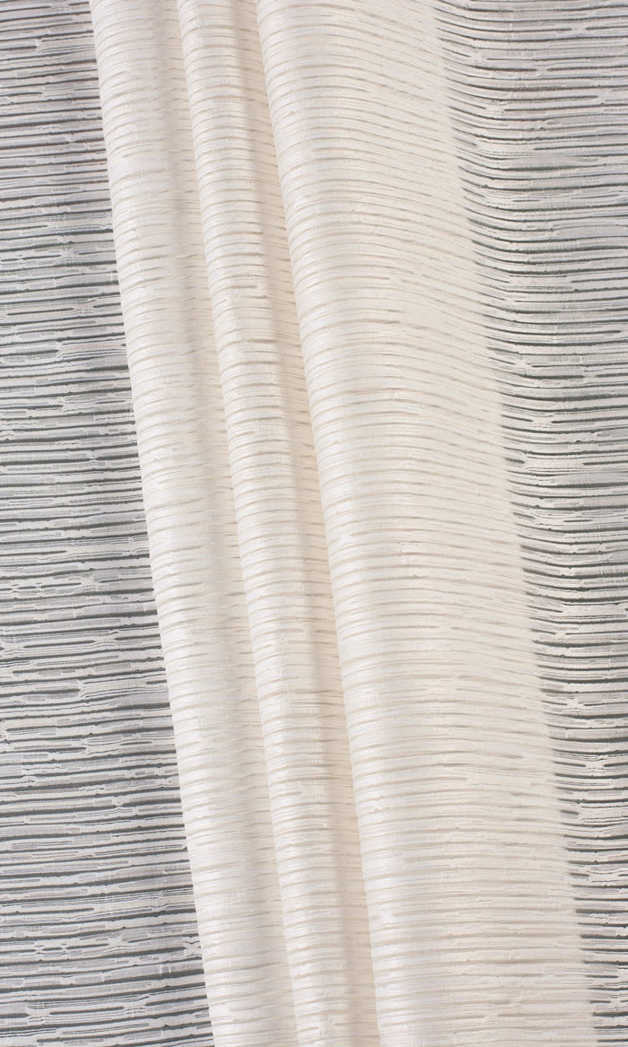 Striped Sheer Fabric By the Metre for Curtains & Drapes (Cream)