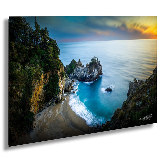 McWay Falls Wall Art – Big Sur Art Print | California Waterfall Decor on Floating Frame Canvas