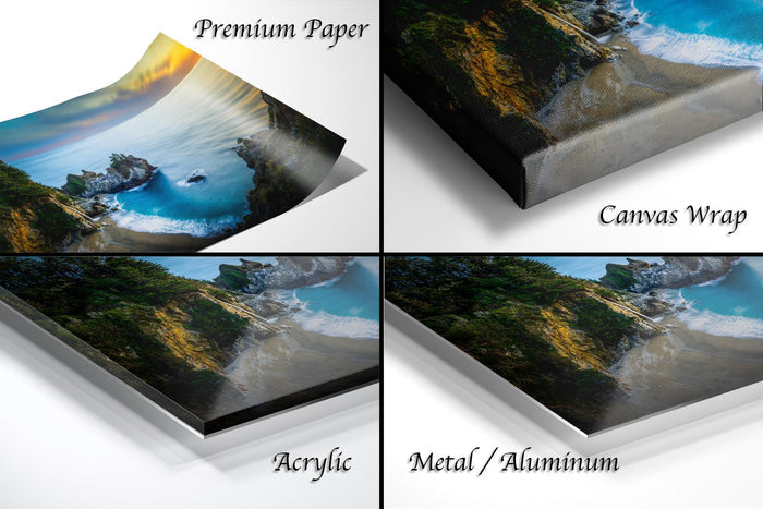 McWay Falls Wall Art – Big Sur Art Print | California Waterfall Decor on Floating Frame Canvas