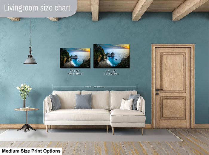McWay Falls Wall Art – Big Sur Art Print | California Waterfall Decor on Floating Frame Canvas