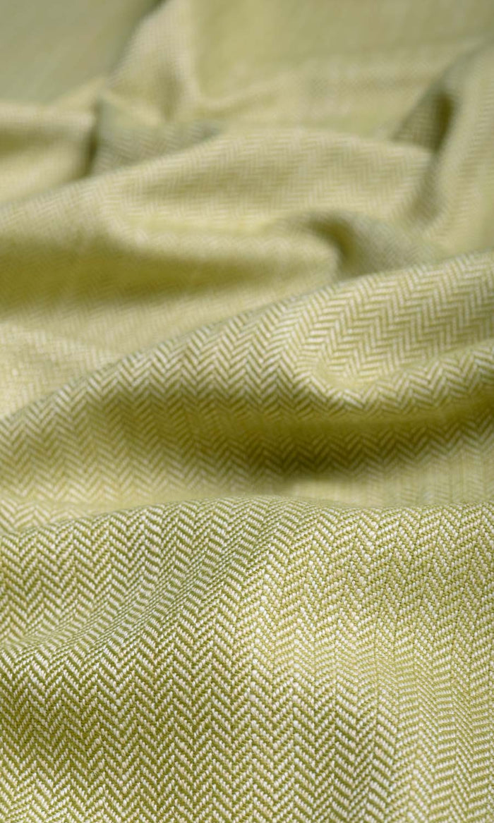 Herringbone Textured Window Treatments Fabric By the Metre (Green)