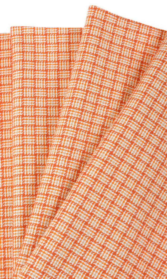 Basketweave Cotton Drapes (Orange/ Candy Red) Extra Long Short Wide