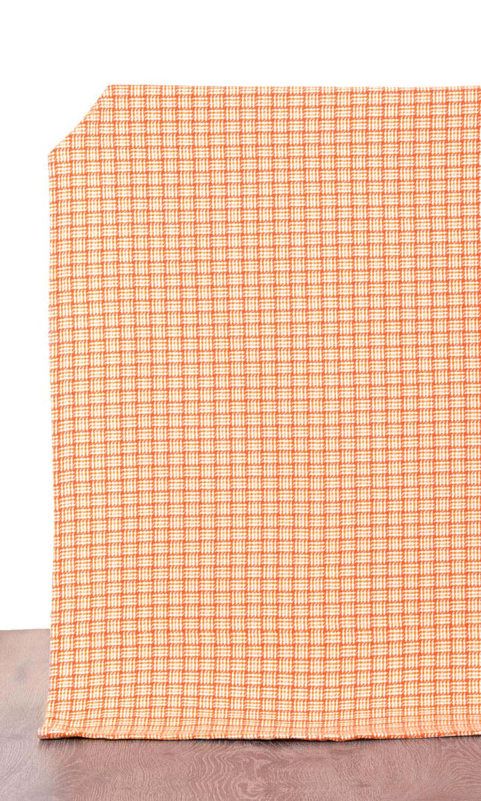 Basketweave Cotton Made-to-Measure Curtains (Orange/ Candy Red)