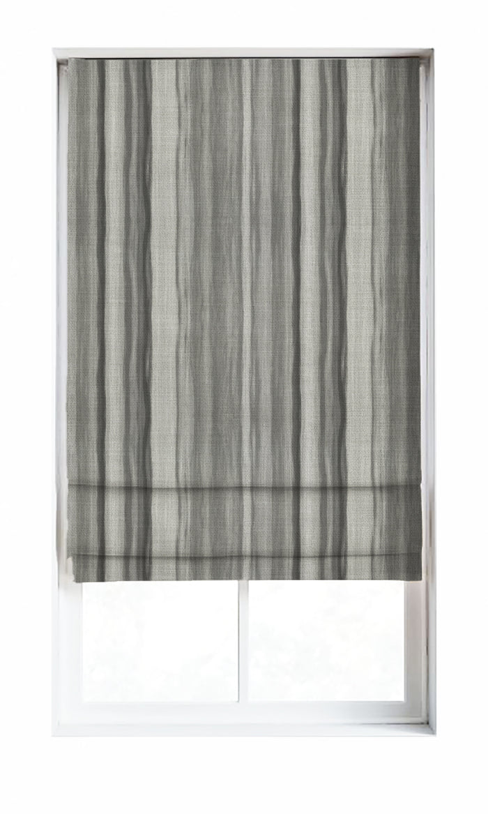 Watercolor Effect Striped Home Décor Fabric By the Metre (Grey)
