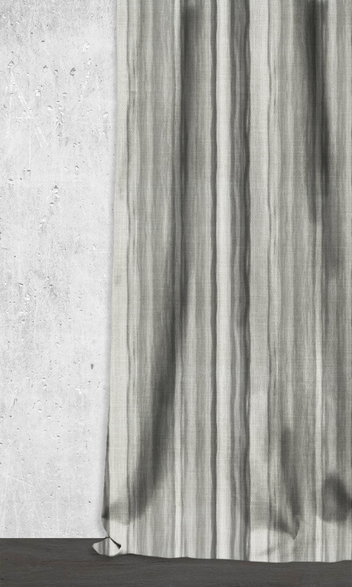 Watercolor Effect Striped Window Treatments Fabric By the Metre (Grey)