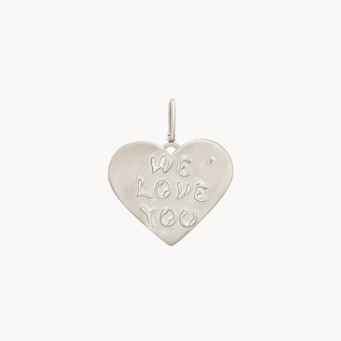 ménage à trois small heart charm - sterling silver, brilliant diamond