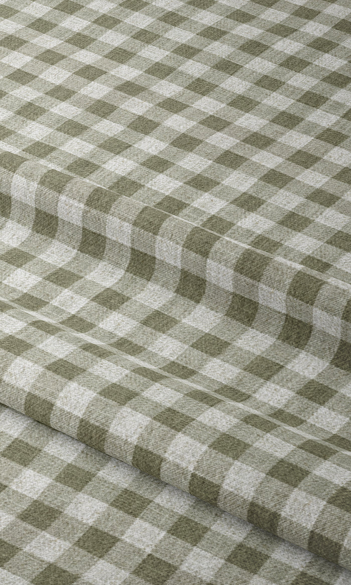 Check Patterned Window Treatments Fabric By the Metre (Green/ White)