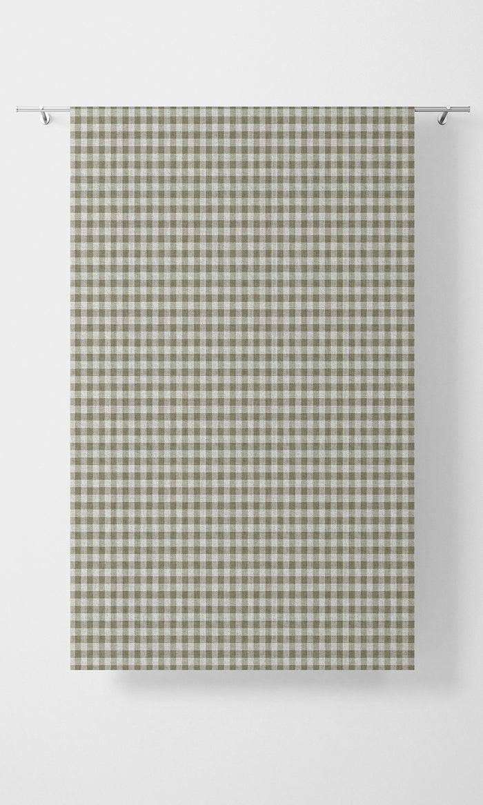 Check Patterned Home Textile Fabric Material By the Metre (Green/ White)