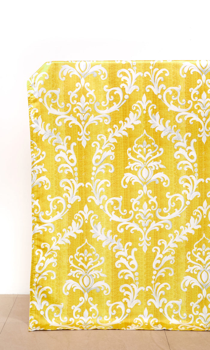 Damask Curtains (Yellow/ White)