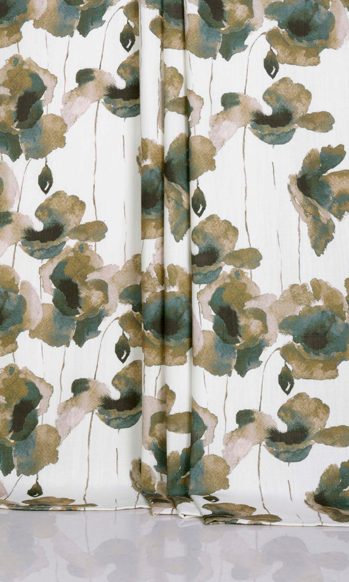 Water Lilies Floral Curtains for Living, Bedroom, Kitchen, Bathroom (Brown/ Grey)