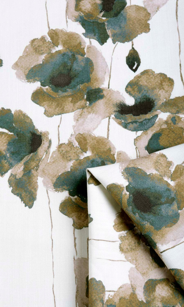 Water Lilies Floral Pinch Pleat, Rod Pocket, Eyelet Curtains (Brown/ Grey)