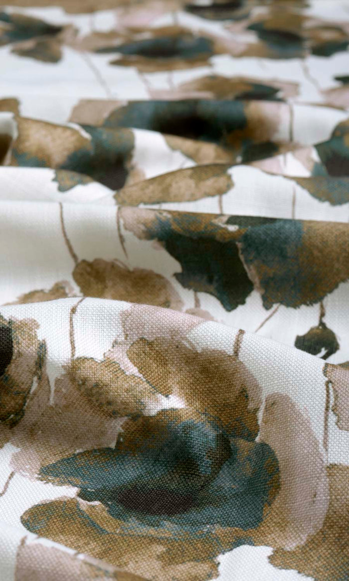 Water Lilies Floral Curtains / Drapes / Window Drapery Panels (Brown/ Grey)
