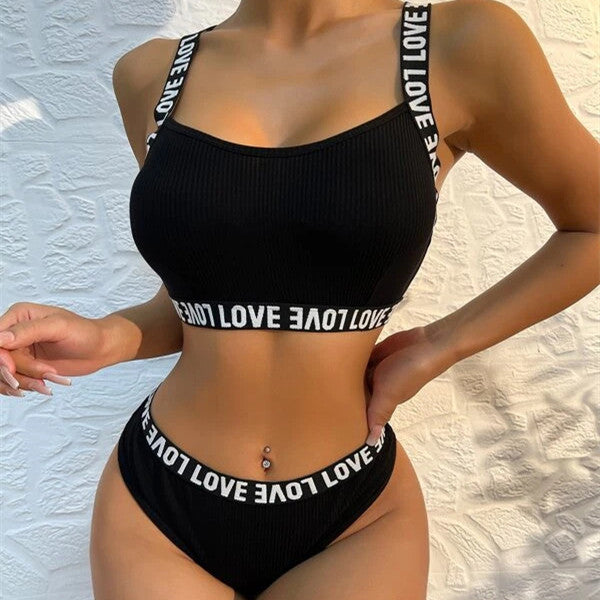 Mesh Knit Push-Up Bra Set Lingerie Two-Piece