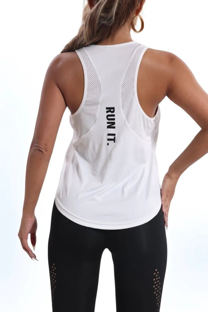 Mesh Racerback Print Sports Tank Top