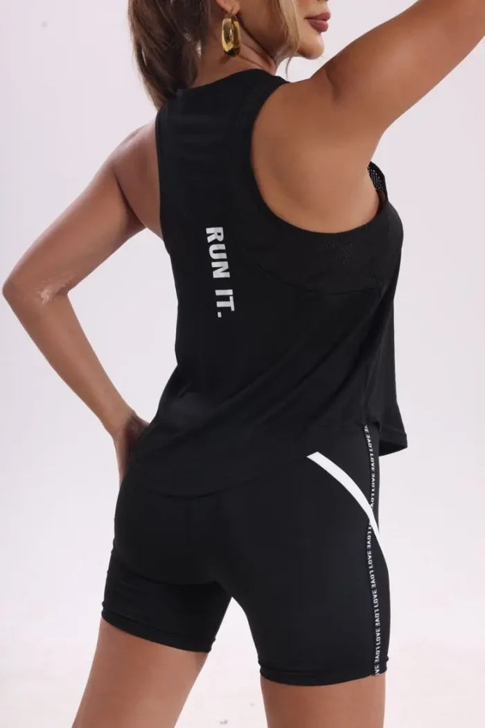 Mesh Racerback Print Sports Tank Top