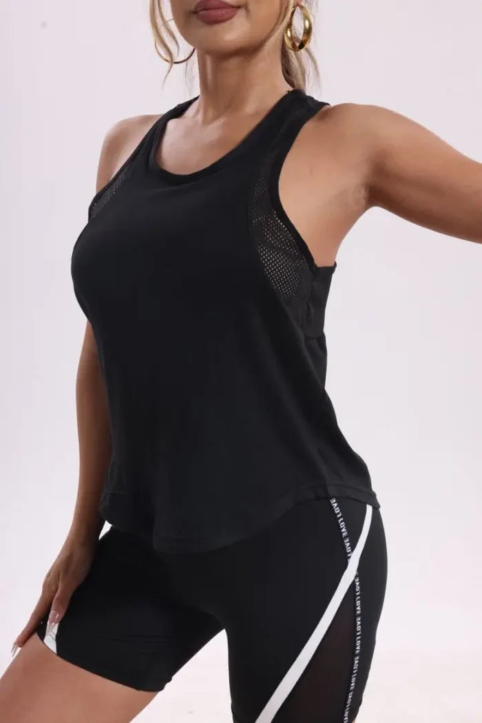 Mesh Racerback Print Sports Tank Top