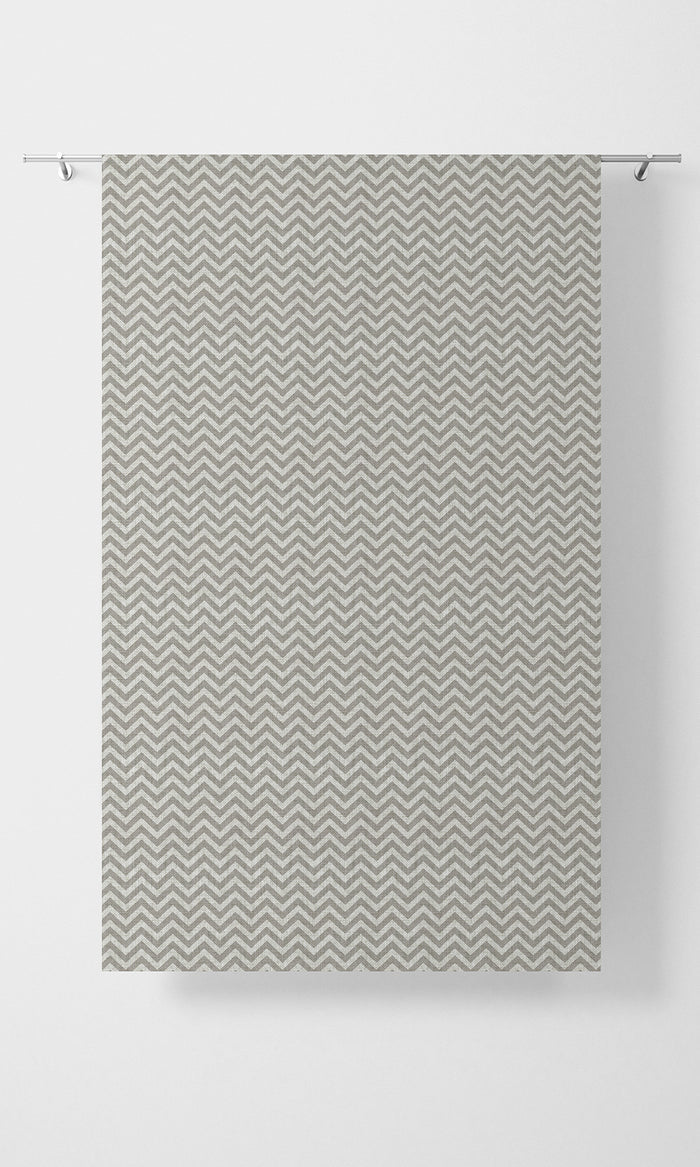 Chevron Print Pinch Pleat, Rod Pocket, Eyelet Curtains (Grey/ White)