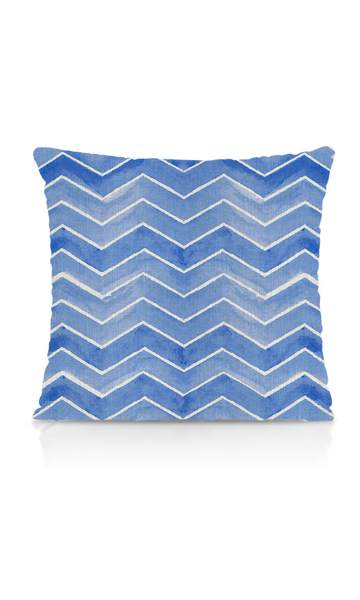 Chevron Print Pinch Pleat, Rod Pocket, Eyelet Curtains (Eggshell White/ Blue)