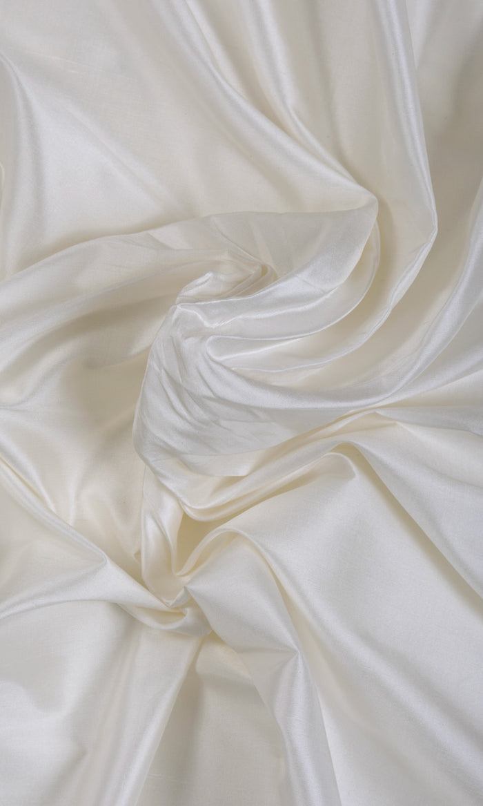 Shantung Silk Pinch Pleat, Rod Pocket, Eyelet Curtains (White/ Ivory)