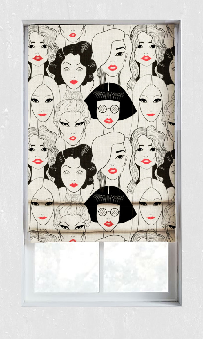 Pop Art Theme Window Treatments Fabric By the Metre (Black/ White/ Red)