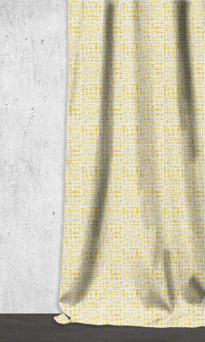 Abstract Print Home Décor Fabric By the Metre (Eggshell White/ Yellow)