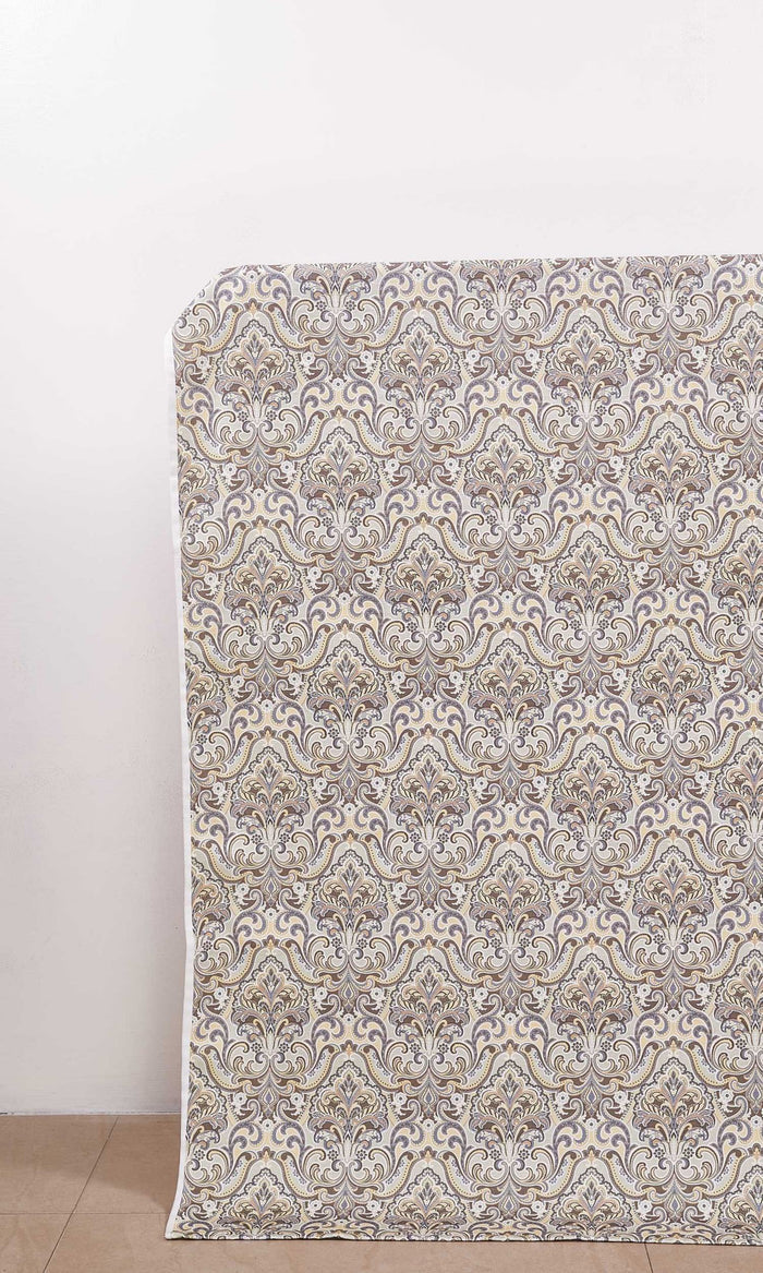Fleur De Lis Print Drapes for Living, Bedroom, Kitchen, Bathroom (Yellow/ Grey)