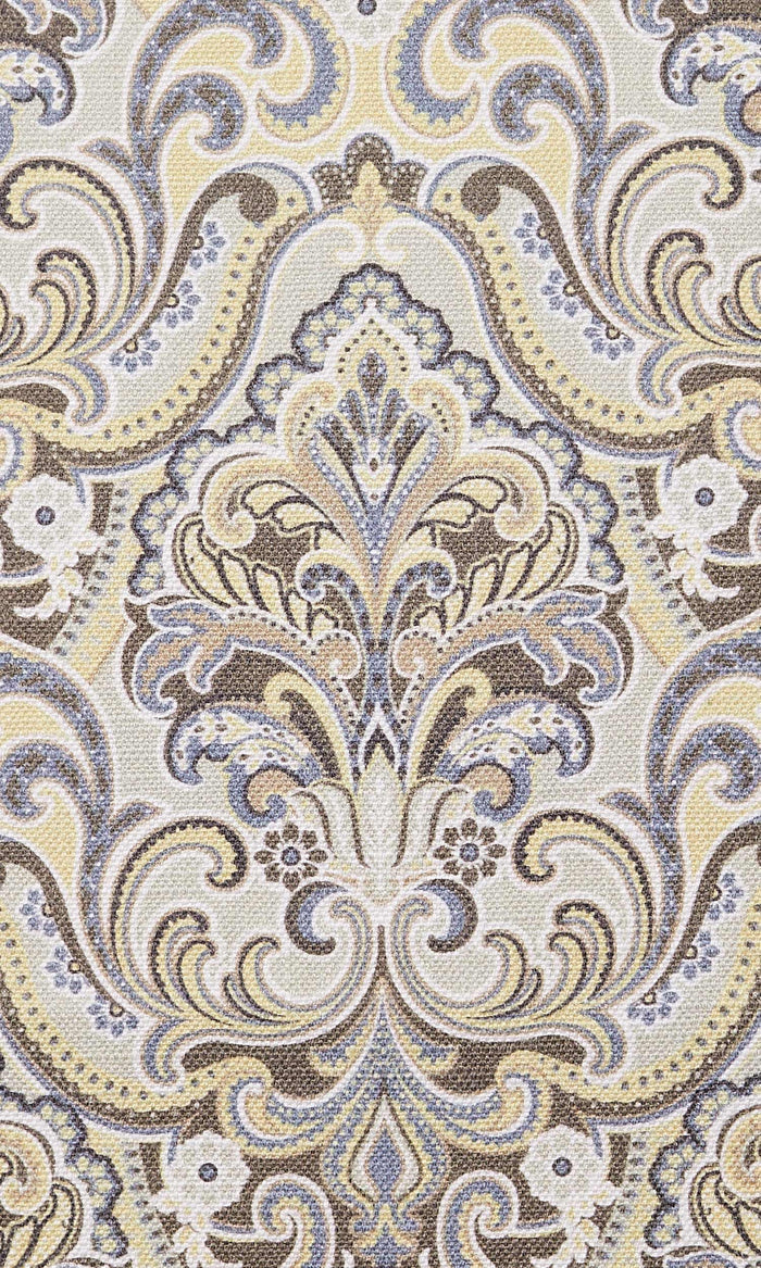 Fleur De Lis Print Pinch Pleat, Rod Pocket, Eyelet Curtains (Yellow/ Grey)