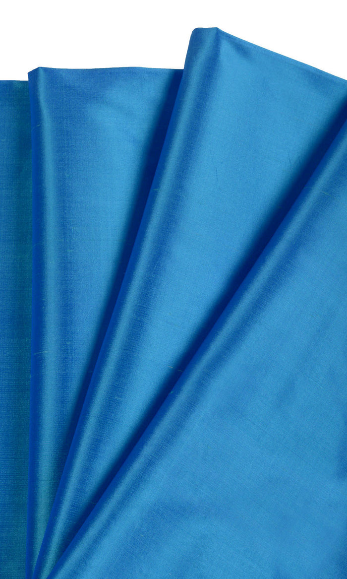 Shantung Silk Pinch Pleat, Rod Pocket, Eyelet Curtains (Azure Blue)
