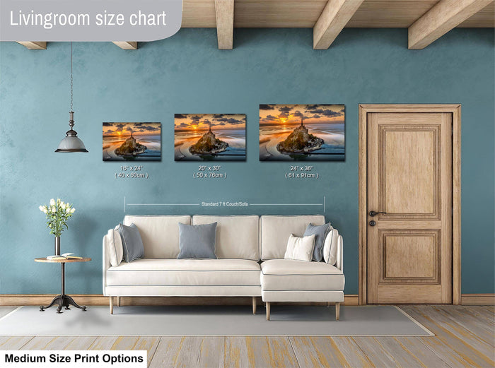 Mont Saint-Michel Poster, Normandy Coastal Art | Sunrise Fog Print