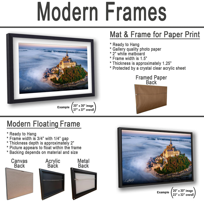 Mont Saint-Michel Poster, Normandy Coastal Sunrise Fog Wall Art