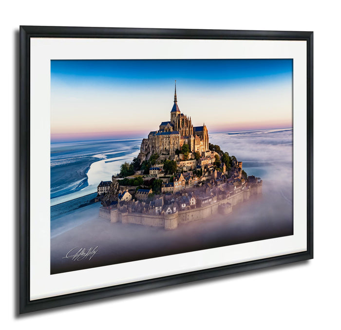 Mont Saint-Michel Poster, Normandy Sunrise Fog Print, Artist Signed