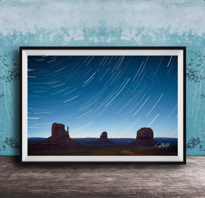 Monument Valley Star Trails | Southwestern Desert Art Print - Celestial Landscape