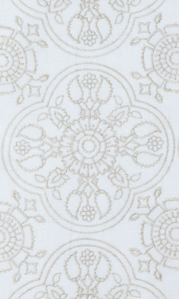 Floral Embroidered Linen Drapes (White/ Ivory)