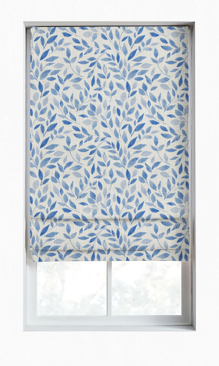 Botanical Print Curtains for Living, Bedroom, Kitchen, Bathroom (Eggshell White/ Blue)