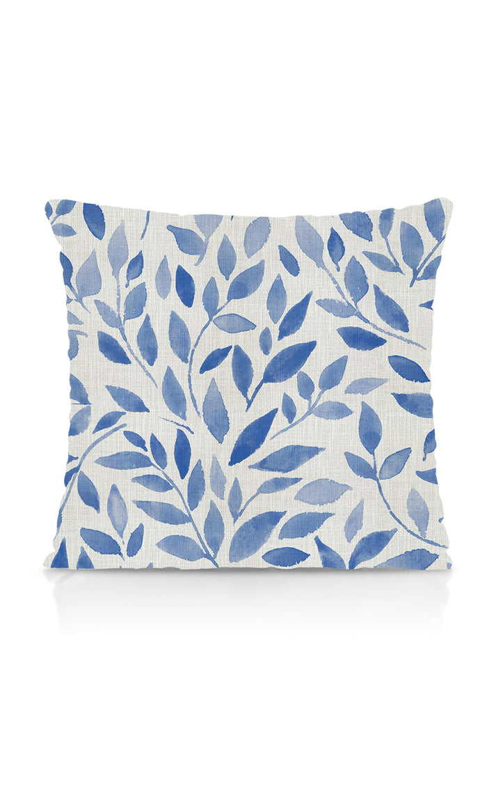 Botanical Print Pinch Pleat, Rod Pocket, Eyelet Curtains (Eggshell White/ Blue)