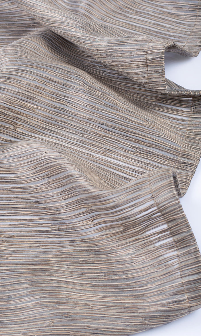 Striped Sheer Home Textile Fabric Material By the Metre (Mocha Brown)