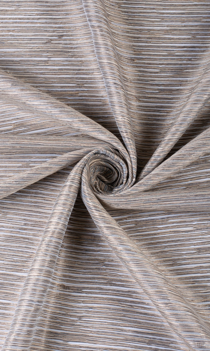 Striped Sheer Fabric Material By the Metre (Mocha Brown)
