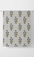 Floral Home Décor Fabric By the Metre (White/ Navy Blue/ Green)