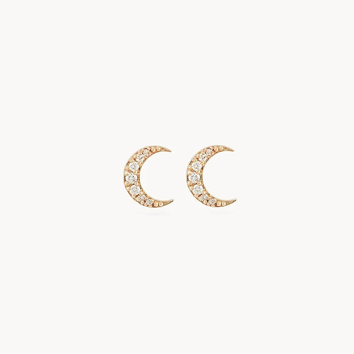 Moonlight Crescent Earring in 14k yellow gold