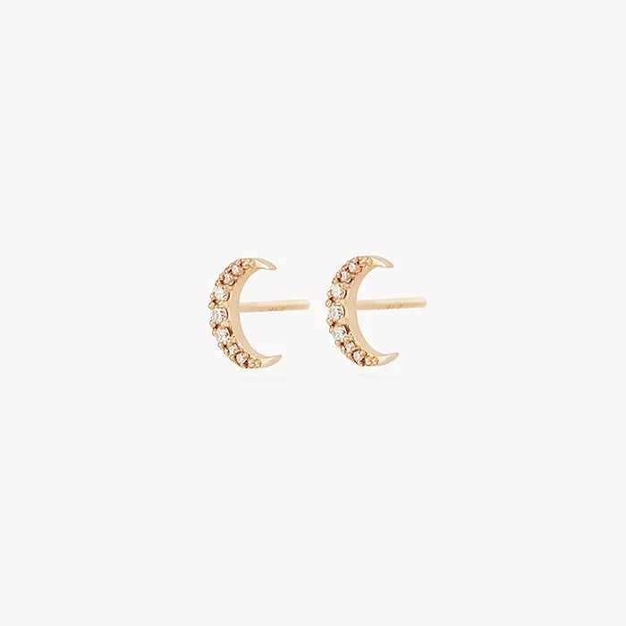 Moonlight Crescent Earring in 14k yellow gold, alternate angle detail view