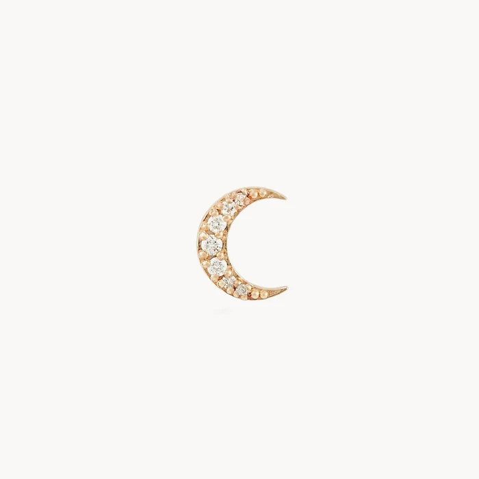 Moonlight Crescent Earring in 14k yellow gold, alternate angle detail view 2