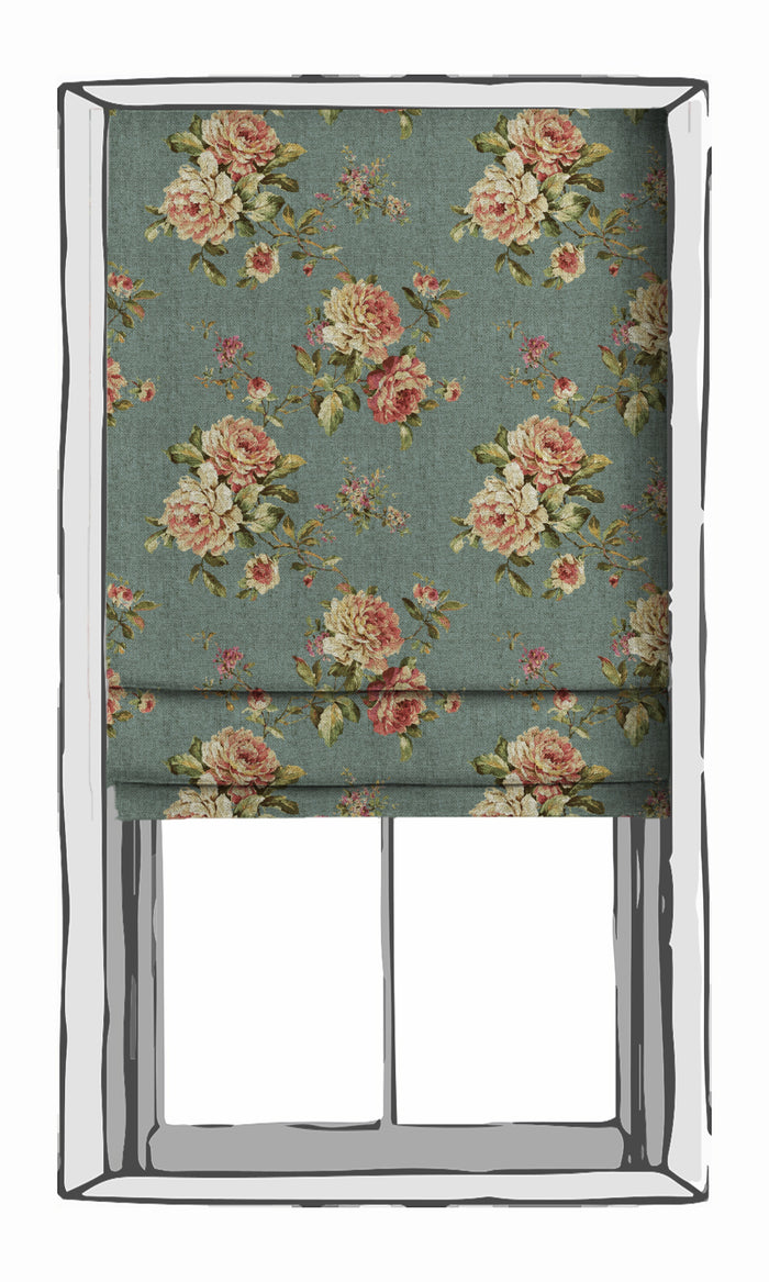 Floral Country Curtains for Living, Bedroom, Kitchen, Bathroom (Blue & Pink)